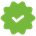 Green checkmark inside a starburst shape.